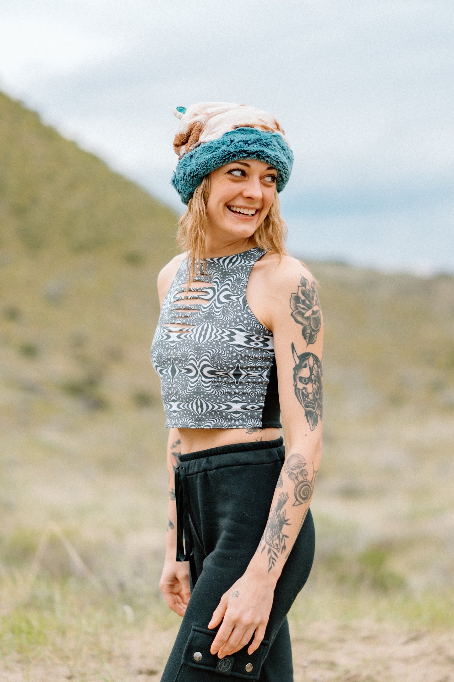 Fuzzy cow Beanie